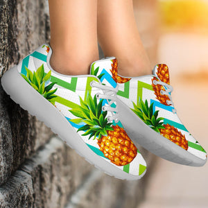 Teal Zig Zag Pineapple Pattern Print Sport Shoes GearFrost