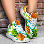 Teal Zig Zag Pineapple Pattern Print Sport Shoes GearFrost