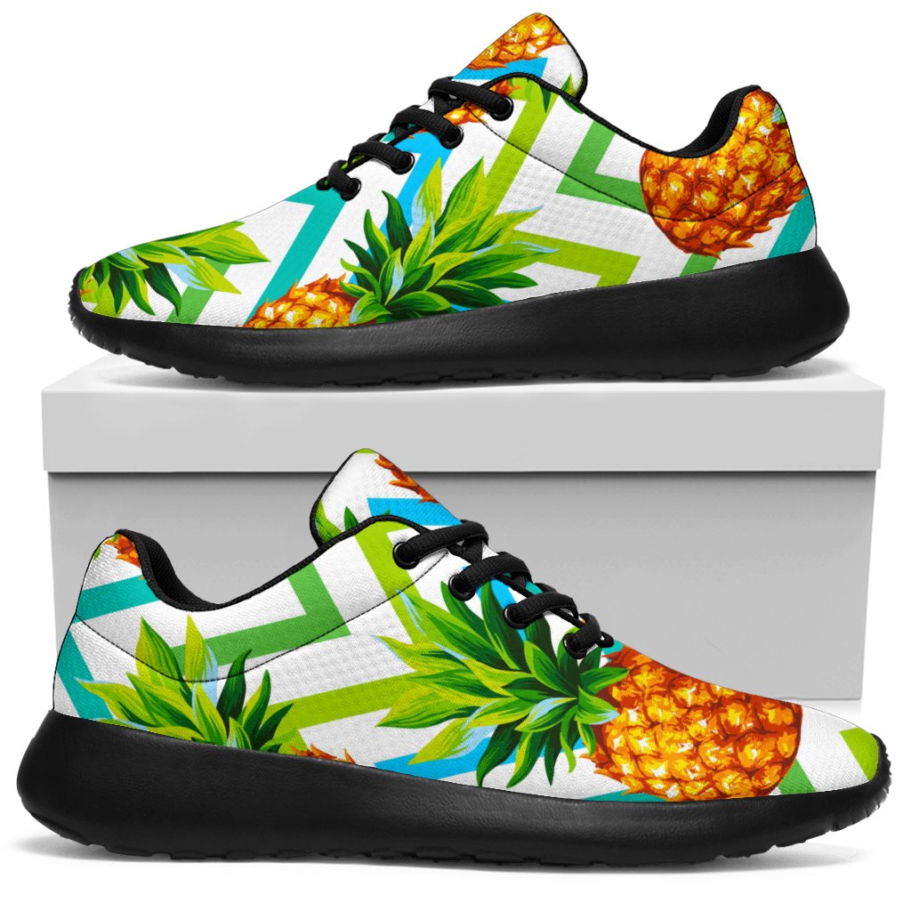 Teal Zig Zag Pineapple Pattern Print Sport Shoes GearFrost