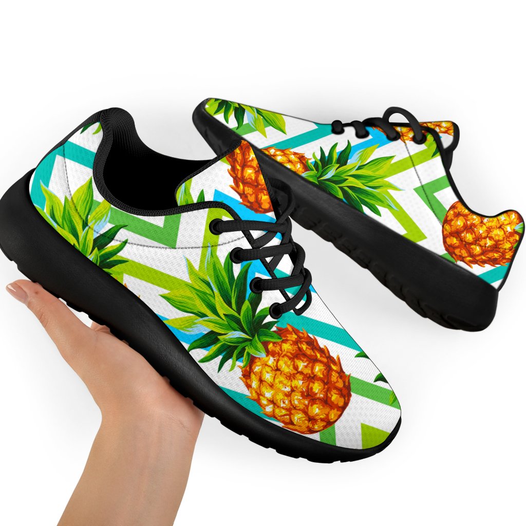 Teal Zig Zag Pineapple Pattern Print Sport Shoes GearFrost