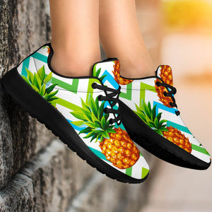 Teal Zig Zag Pineapple Pattern Print Sport Shoes GearFrost