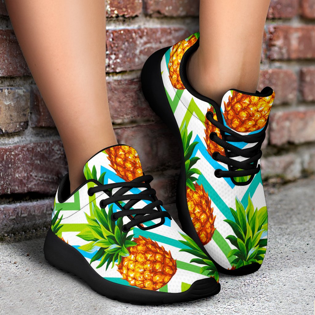 Teal Zig Zag Pineapple Pattern Print Sport Shoes GearFrost