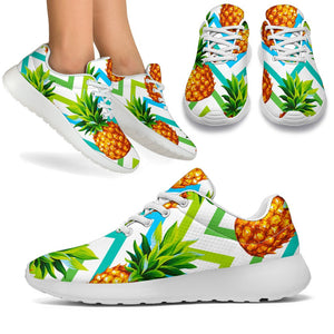 Teal Zig Zag Pineapple Pattern Print Sport Shoes GearFrost