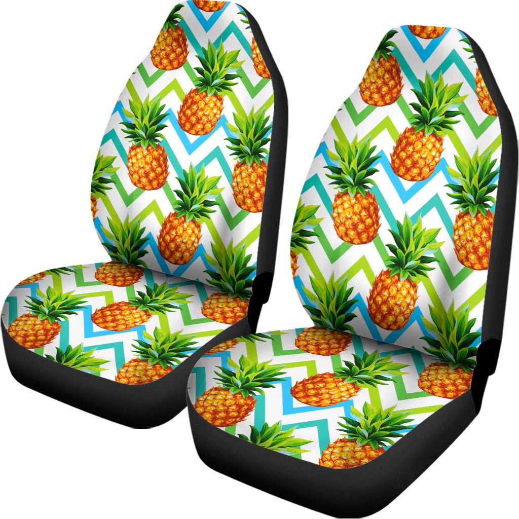 Teal Zig Zag Pineapple Pattern Print Universal Fit Car Seat Covers