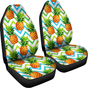 Teal Zig Zag Pineapple Pattern Print Universal Fit Car Seat Covers