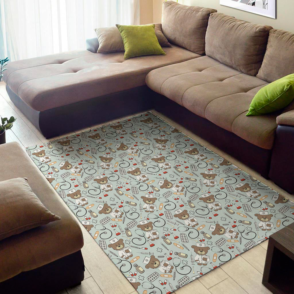 Teddy Bear Doctor Pattern Print Area Rug