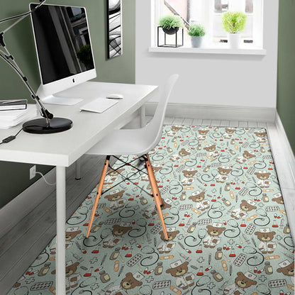 Teddy Bear Doctor Pattern Print Area Rug