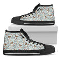 Teddy Bear Doctor Pattern Print Black High Top Sneakers