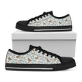 Teddy Bear Doctor Pattern Print Black Low Top Sneakers