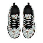 Teddy Bear Doctor Pattern Print Black Sneakers