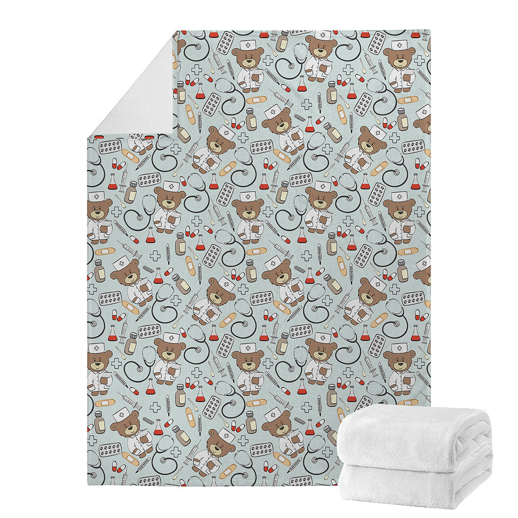 Teddy Bear Doctor Pattern Print Blanket