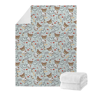 Teddy Bear Doctor Pattern Print Blanket