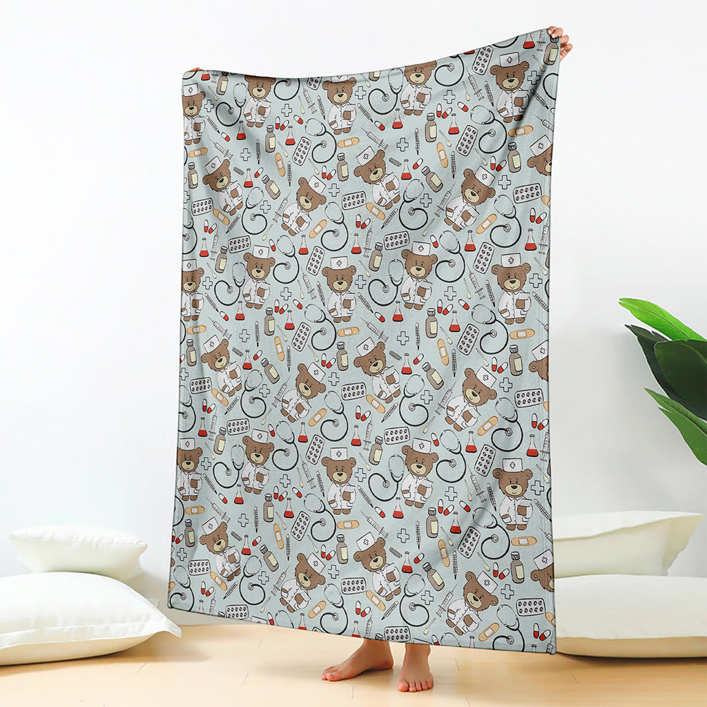 Teddy Bear Doctor Pattern Print Blanket