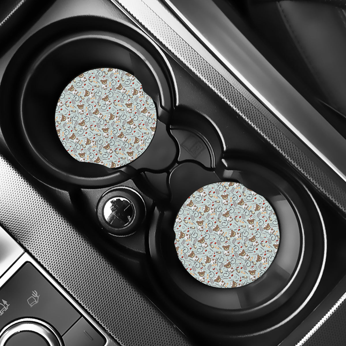 Teddy Bear Doctor Pattern Print Car Coasters