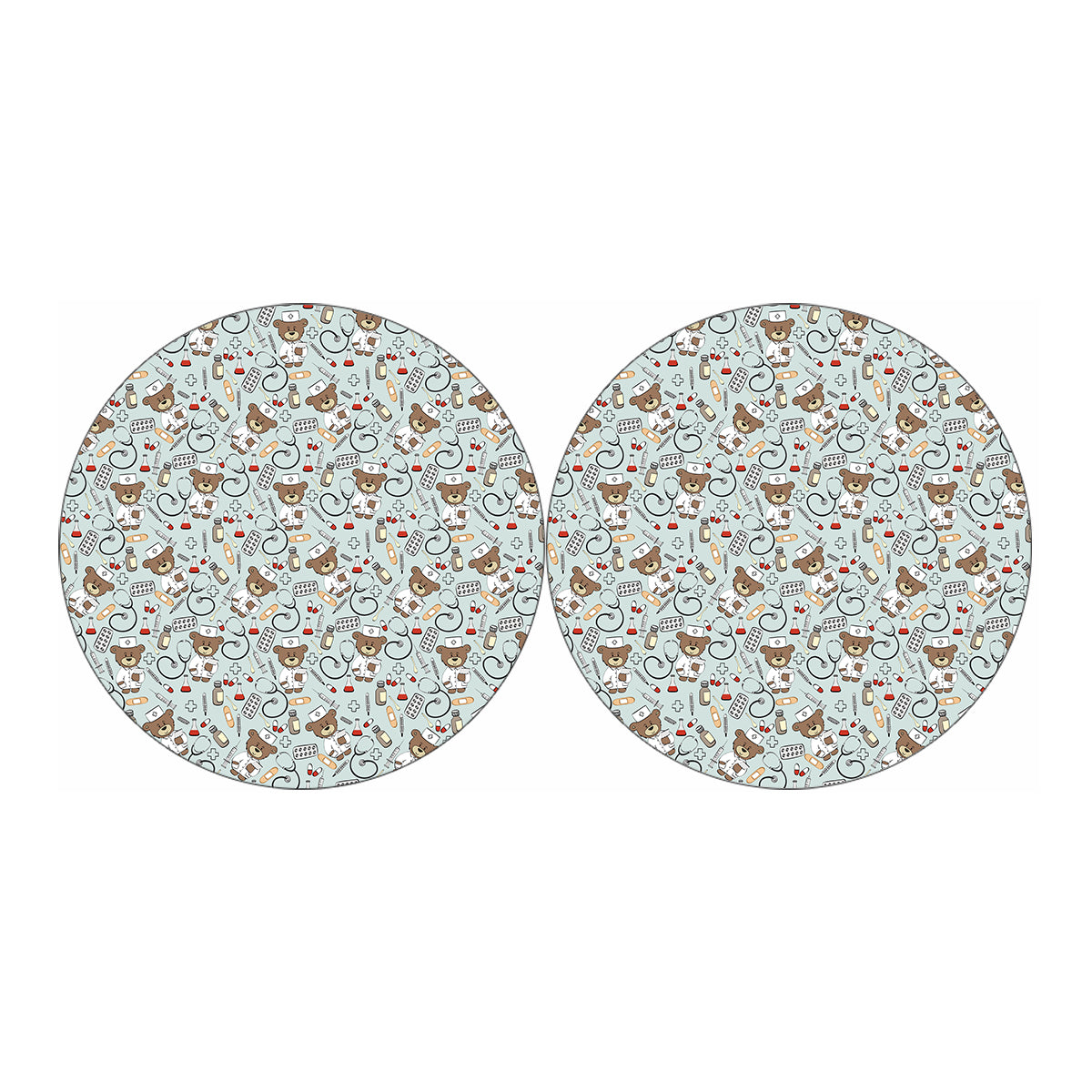 Teddy Bear Doctor Pattern Print Car Coasters