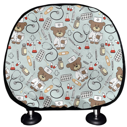 Teddy Bear Doctor Pattern Print Car Headrest Covers