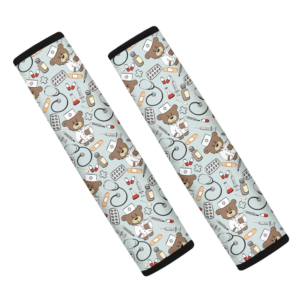 Teddy Bear Doctor Pattern Print Car Seat Belt Covers