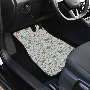 Teddy Bear Doctor Pattern Print Front and Back Car Floor Mats