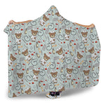 Teddy Bear Doctor Pattern Print Hooded Blanket