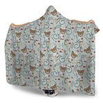 Teddy Bear Doctor Pattern Print Hooded Blanket