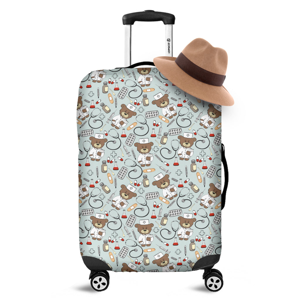 Teddy Bear Doctor Pattern Print Luggage Cover