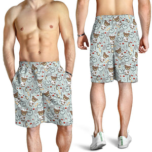 Teddy Bear Doctor Pattern Print Men's Shorts