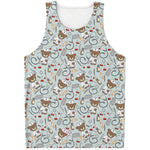 Teddy Bear Doctor Pattern Print Men's Tank Top