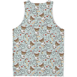 Teddy Bear Doctor Pattern Print Men's Tank Top