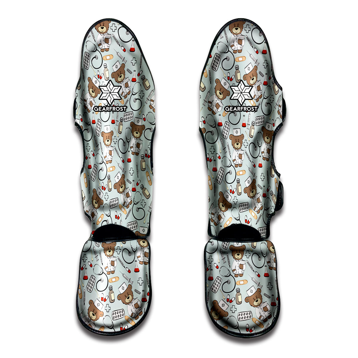Teddy Bear Doctor Pattern Print Muay Thai Shin Guard