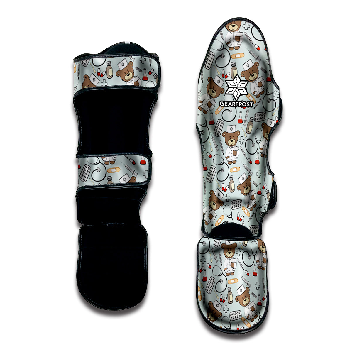 Teddy Bear Doctor Pattern Print Muay Thai Shin Guard