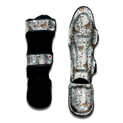 Teddy Bear Doctor Pattern Print Muay Thai Shin Guard