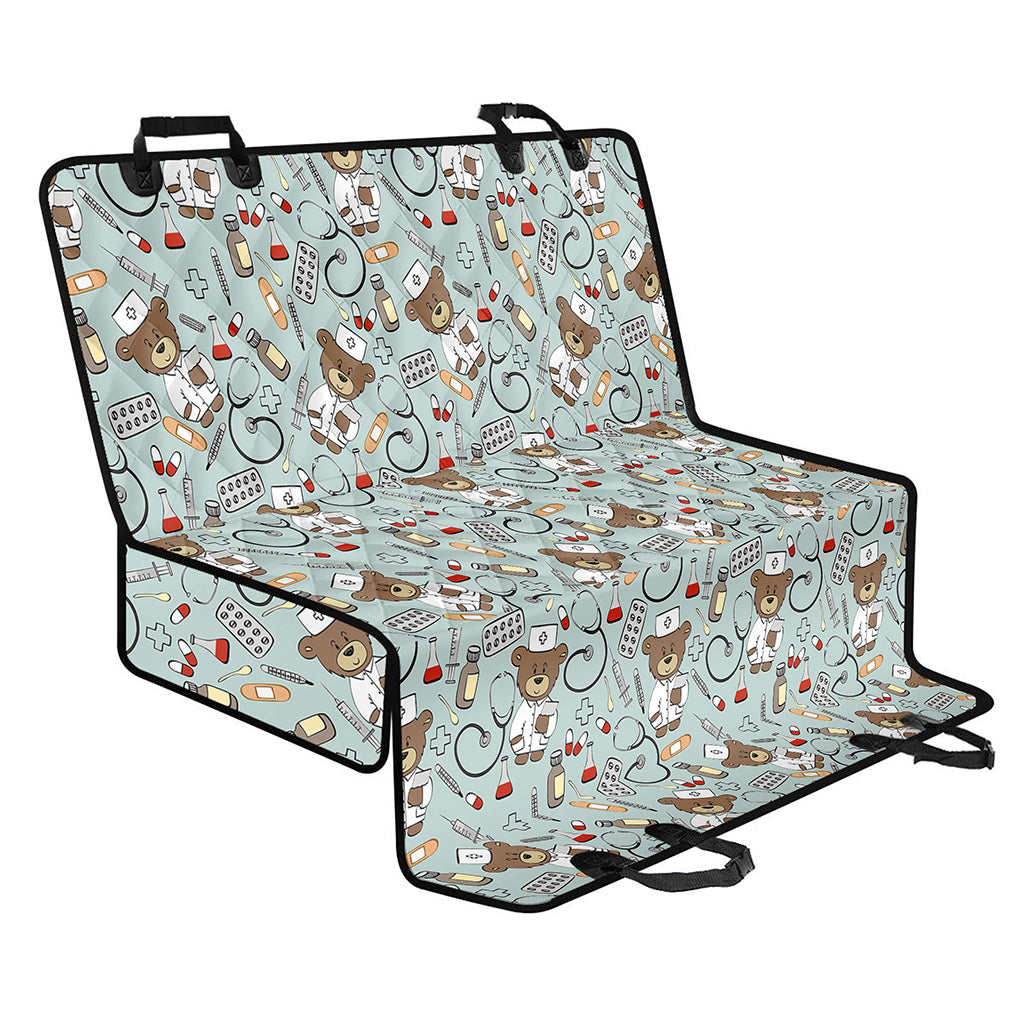 Teddy Bear Doctor Pattern Print Pet Car Back Seat Cover