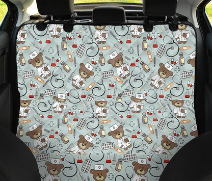 Teddy Bear Doctor Pattern Print Pet Car Back Seat Cover