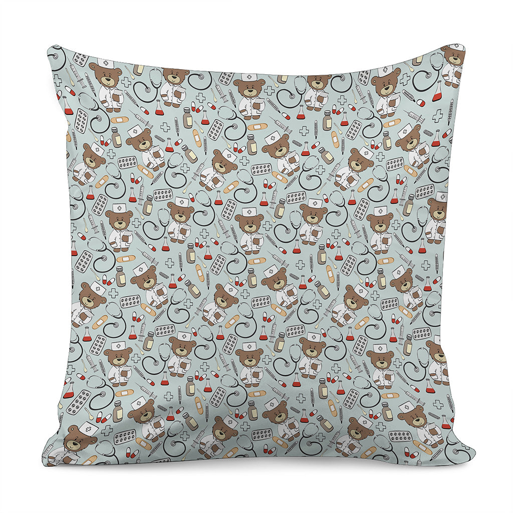 Teddy Bear Doctor Pattern Print Pillow Cover
