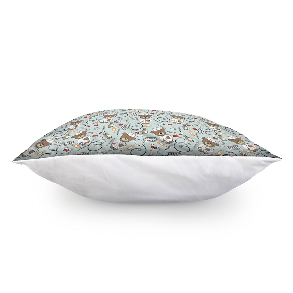 Teddy Bear Doctor Pattern Print Pillow Cover