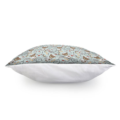 Teddy Bear Doctor Pattern Print Pillow Cover