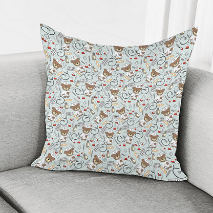Teddy Bear Doctor Pattern Print Pillow Cover