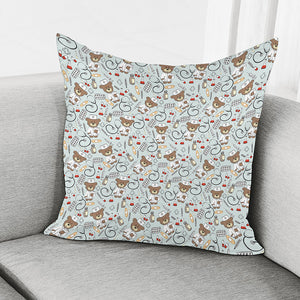 Teddy Bear Doctor Pattern Print Pillow Cover