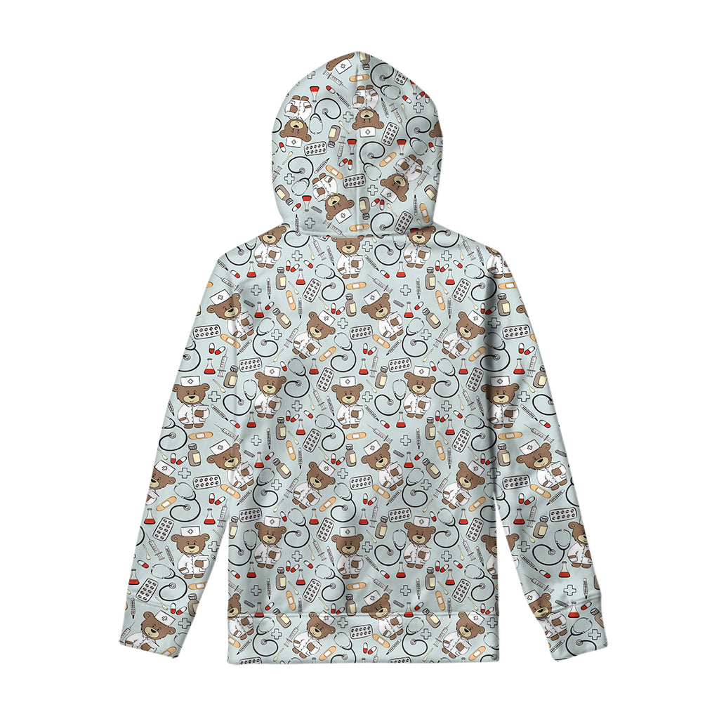 Teddy Bear Doctor Pattern Print Pullover Hoodie