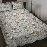 Teddy Bear Doctor Pattern Print Quilt Bed Set