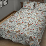 Teddy Bear Doctor Pattern Print Quilt Bed Set