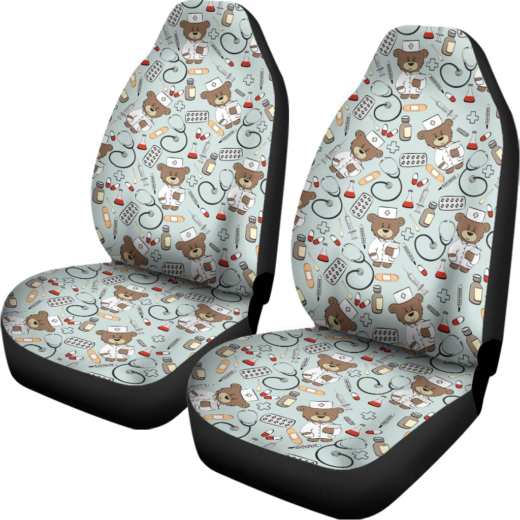 Teddy Bear Doctor Pattern Print Universal Fit Car Seat Covers