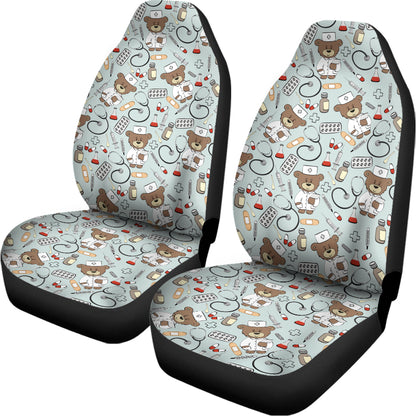 Teddy Bear Doctor Pattern Print Universal Fit Car Seat Covers