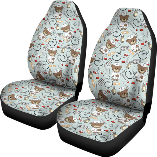 Teddy Bear Doctor Pattern Print Universal Fit Car Seat Covers