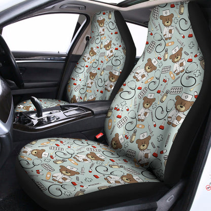 Teddy Bear Doctor Pattern Print Universal Fit Car Seat Covers
