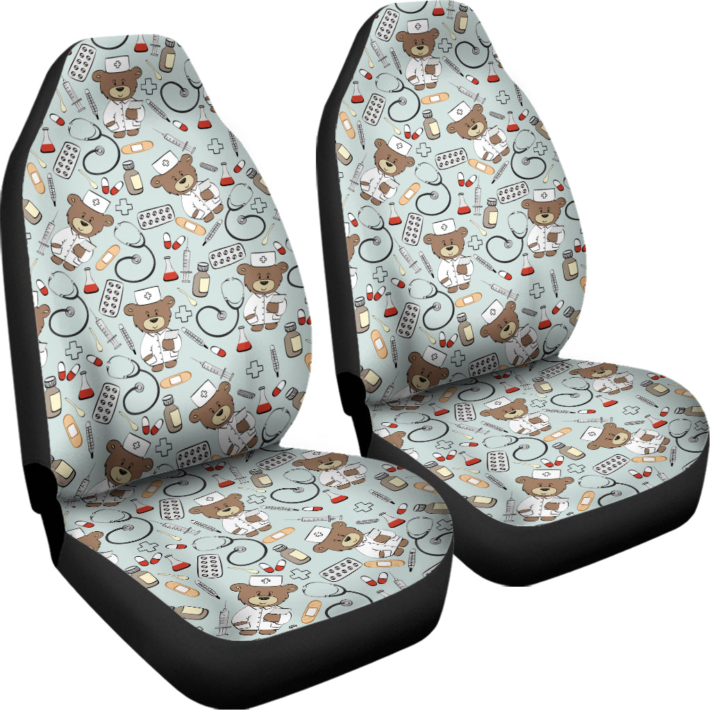 Teddy Bear Doctor Pattern Print Universal Fit Car Seat Covers
