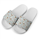 Teddy Bear Doctor Pattern Print White Slide Sandals