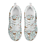 Teddy Bear Doctor Pattern Print White Sneakers