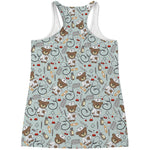 Teddy Bear Doctor Pattern Print Women's Racerback Tank Top