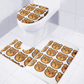 Teddy Bear Emoji Print 3 Piece Bath Mat Set